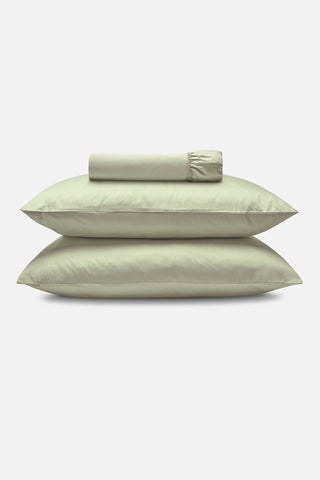 Percale Organic Cotton Fitted Sheet Set - Solstice Green