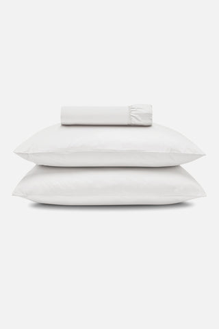 Percale Organic Cotton Fitted Sheet Set - Midwinter White