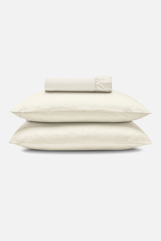 Sateen Organic Cotton Fitted Sheet Set - Iridescent Ivory