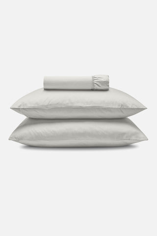 Percale Organic Cotton Fitted Sheet Set - Equinox Silver