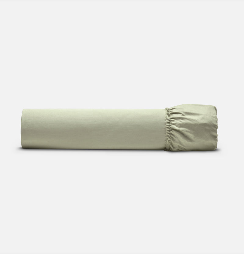 Cotton percale Fitted Sheet, Floral Moss, 90x200cm - (Final Sale