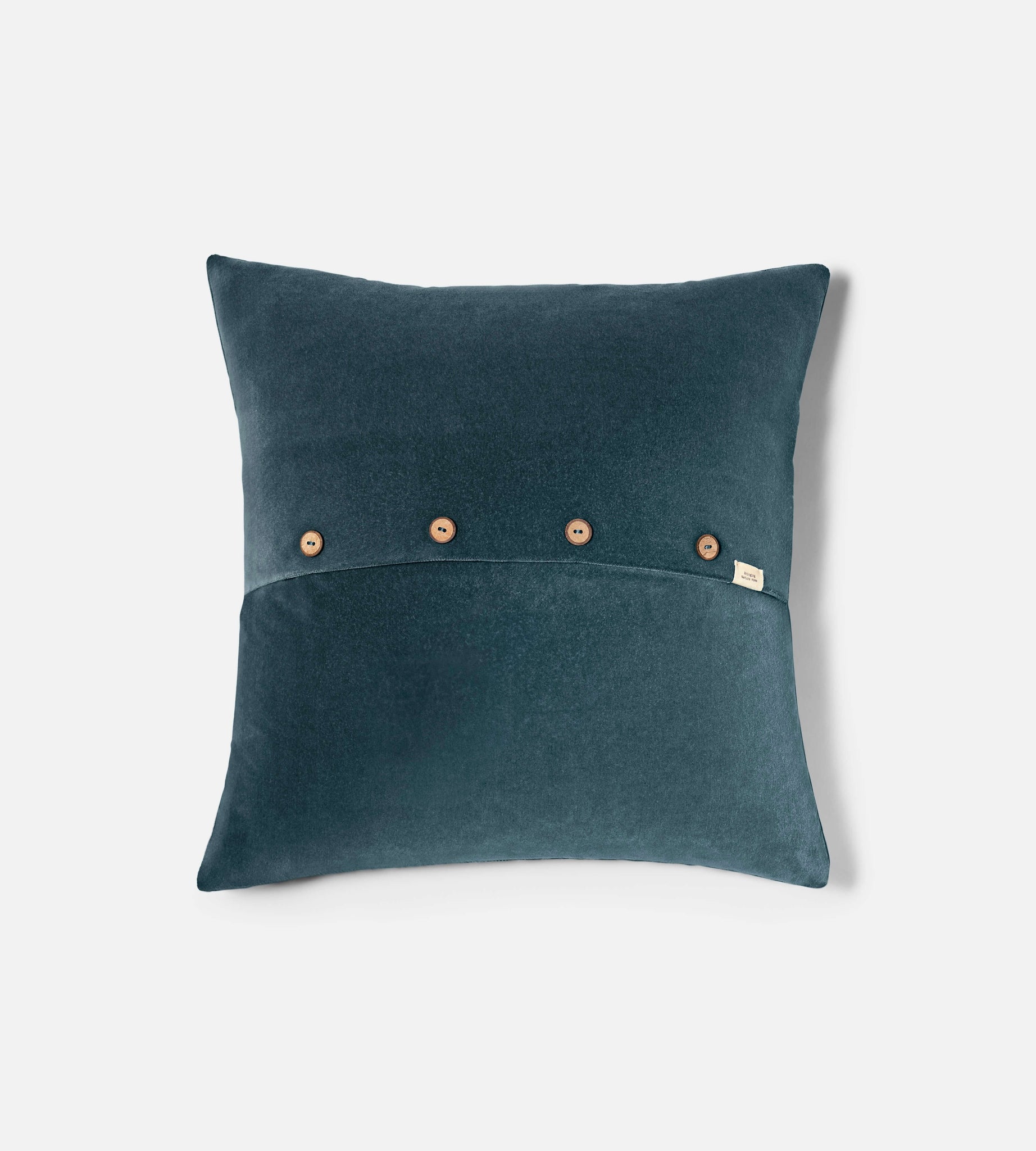 back buttons of icy teal velvet cushion