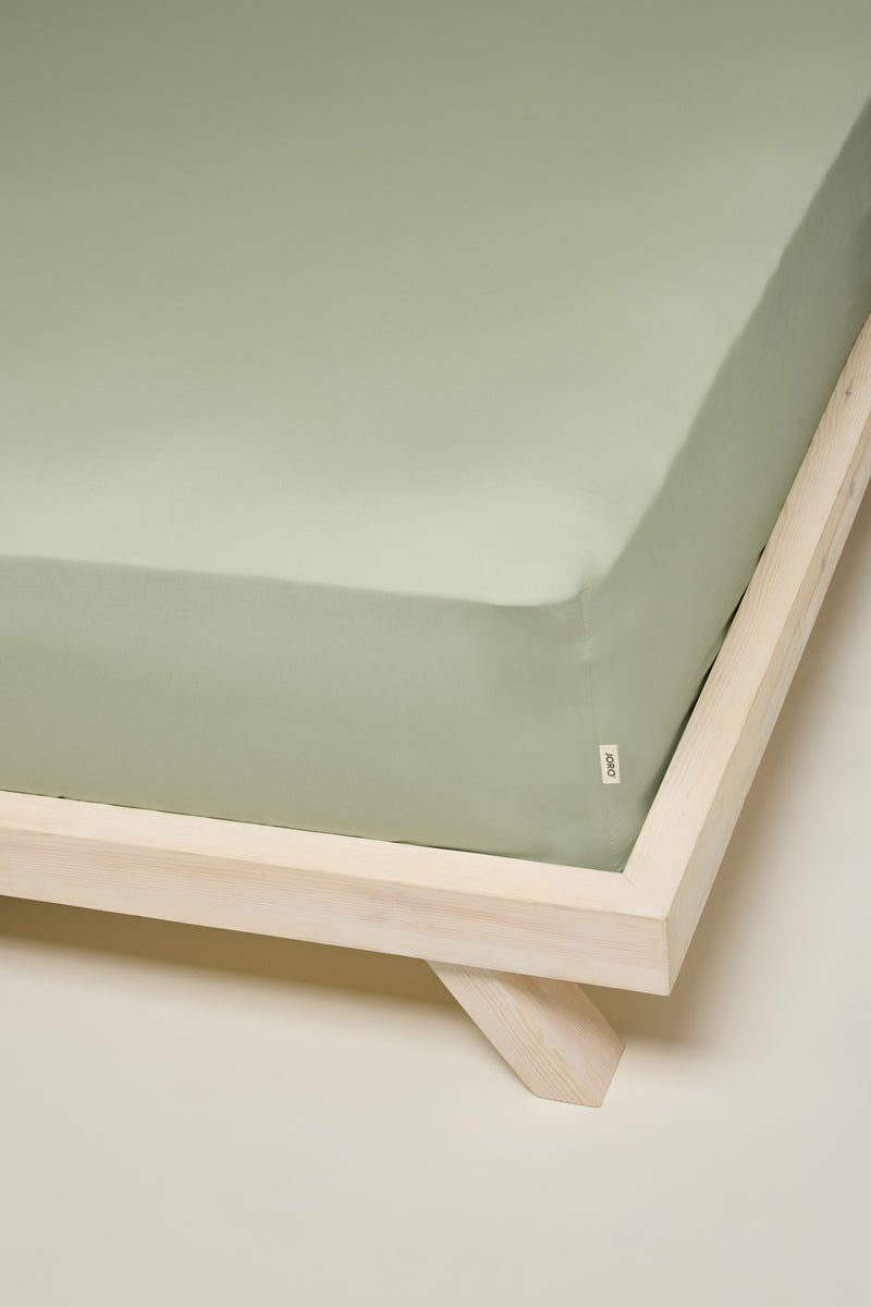 Percale Organic Cotton Fitted Sheet - Solstice Green