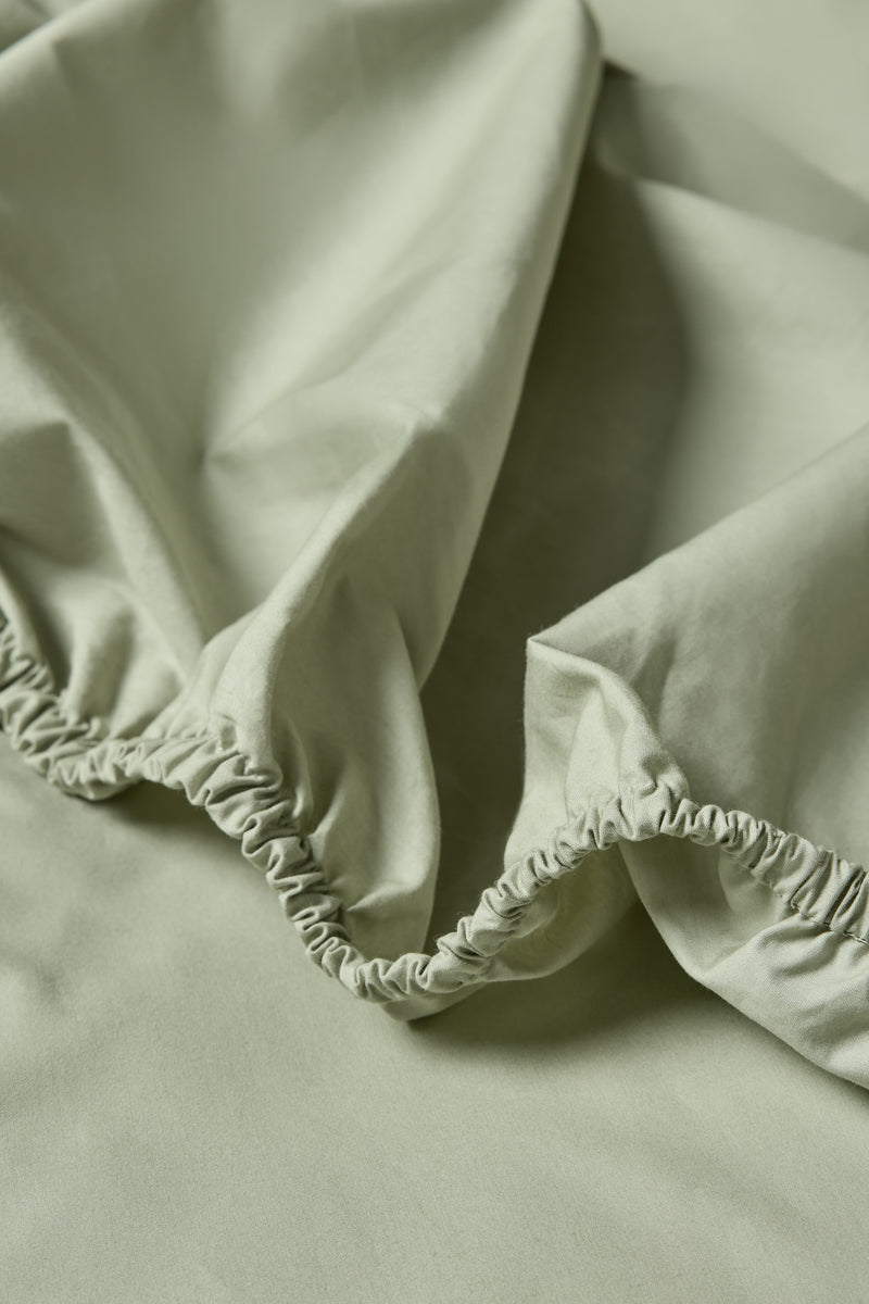 Percale Organic Cotton Fitted Sheet - Solstice Green
