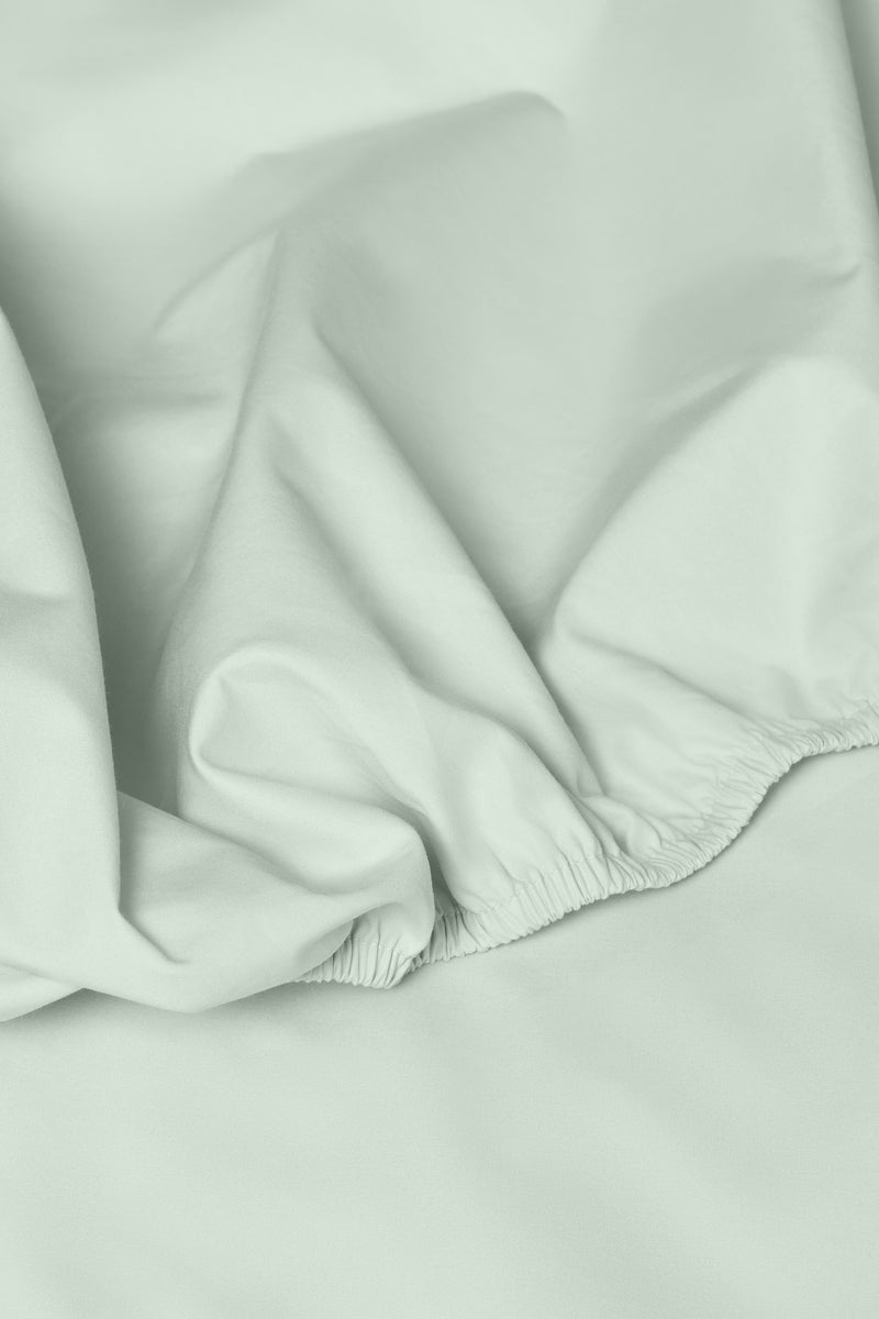 Percale Organic Cotton Fitted Sheet - Spring Blue