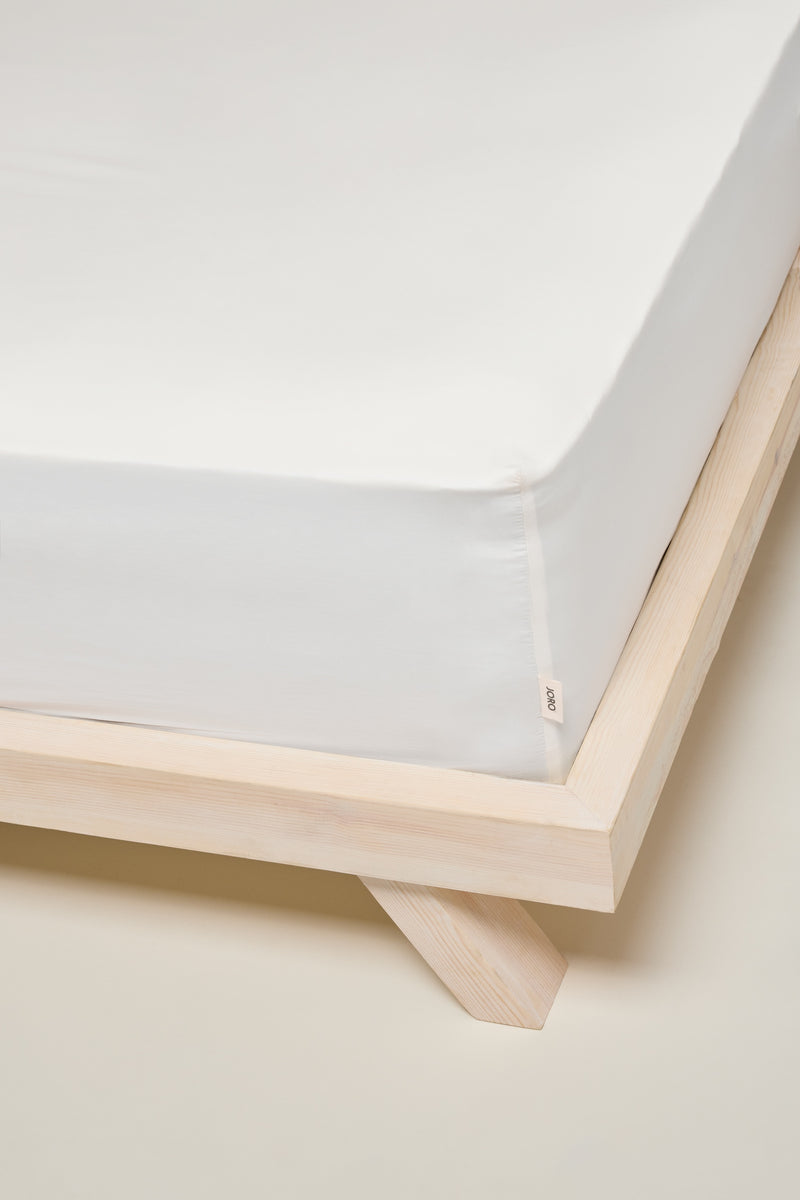 Percale Organic Cotton Fitted Sheet - Iridescent Ivory