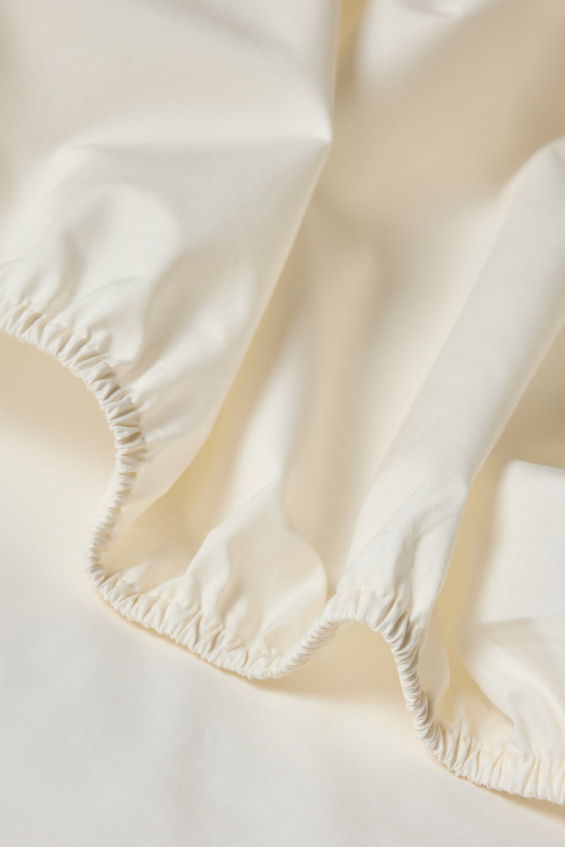 Percale Organic Cotton Fitted Sheet - Iridescent Ivory