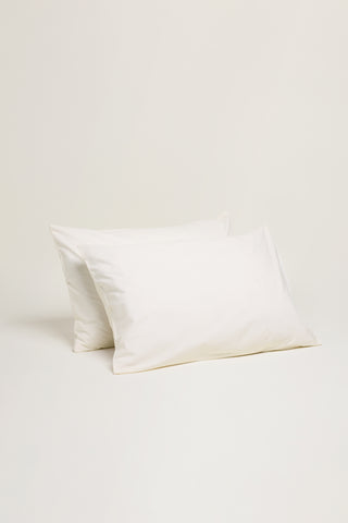 Percale Organic Cotton Pillowcases - Iridescent Ivory