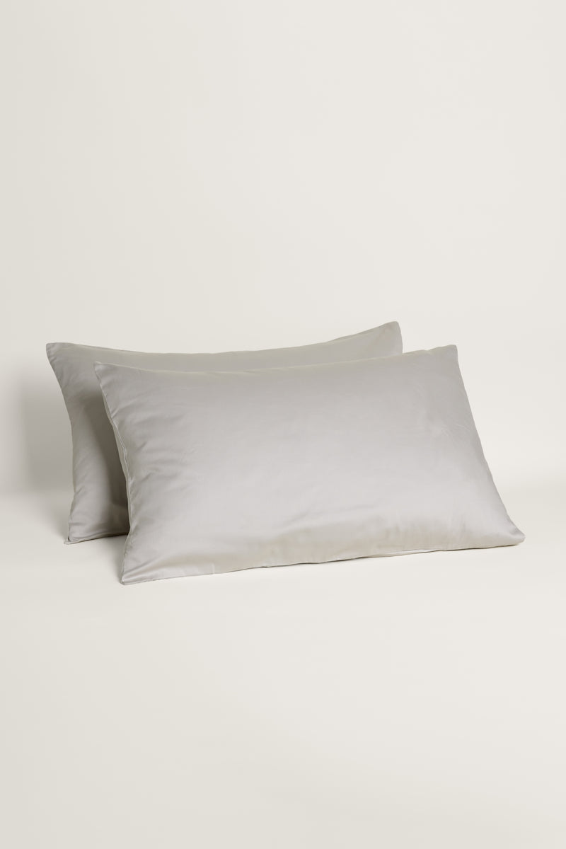 Sateen Organic Cotton Pillowcases - Equinox Silver