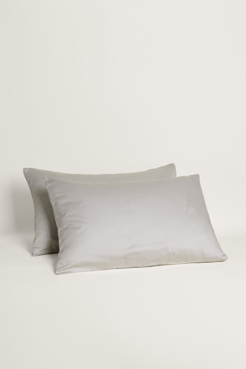 Sateen Organic Cotton Pillowcases - Equinox Silver