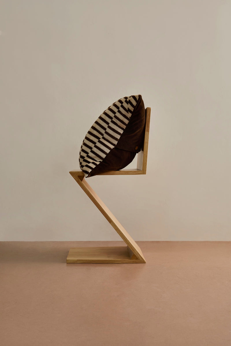 Striped Velvet Cushion Cover - Brown