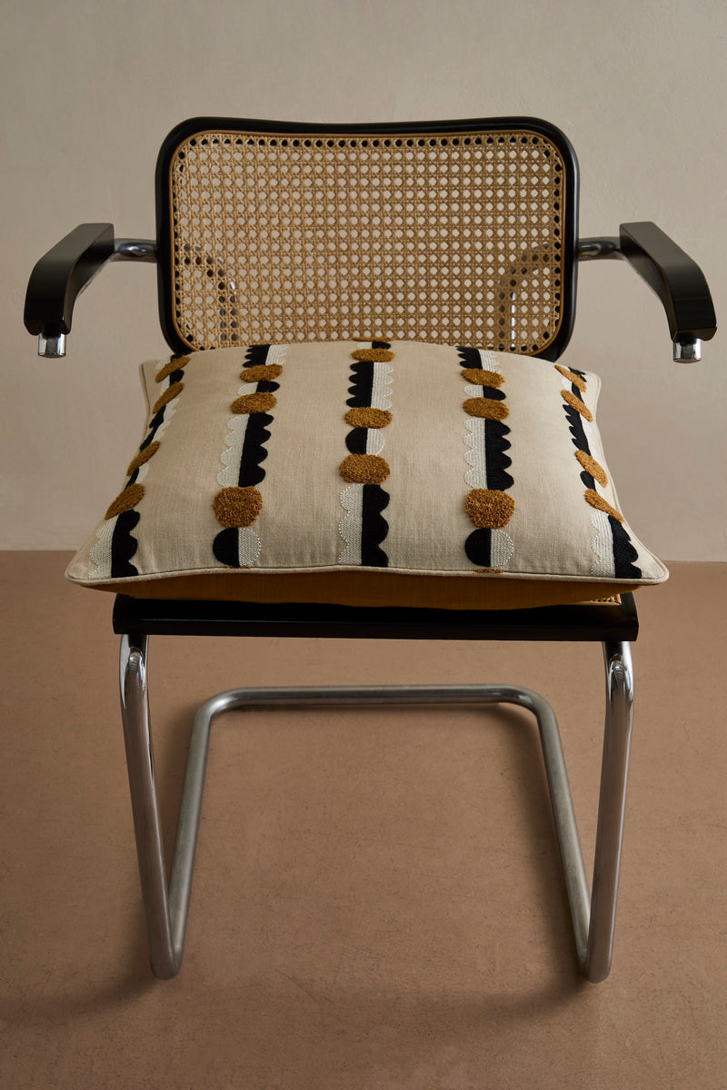 Marigold Cushion Cover - Black + Mustard