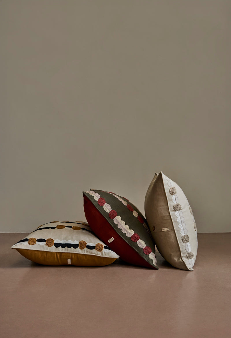 Marigold Cushion Cover - Green + Terracotta