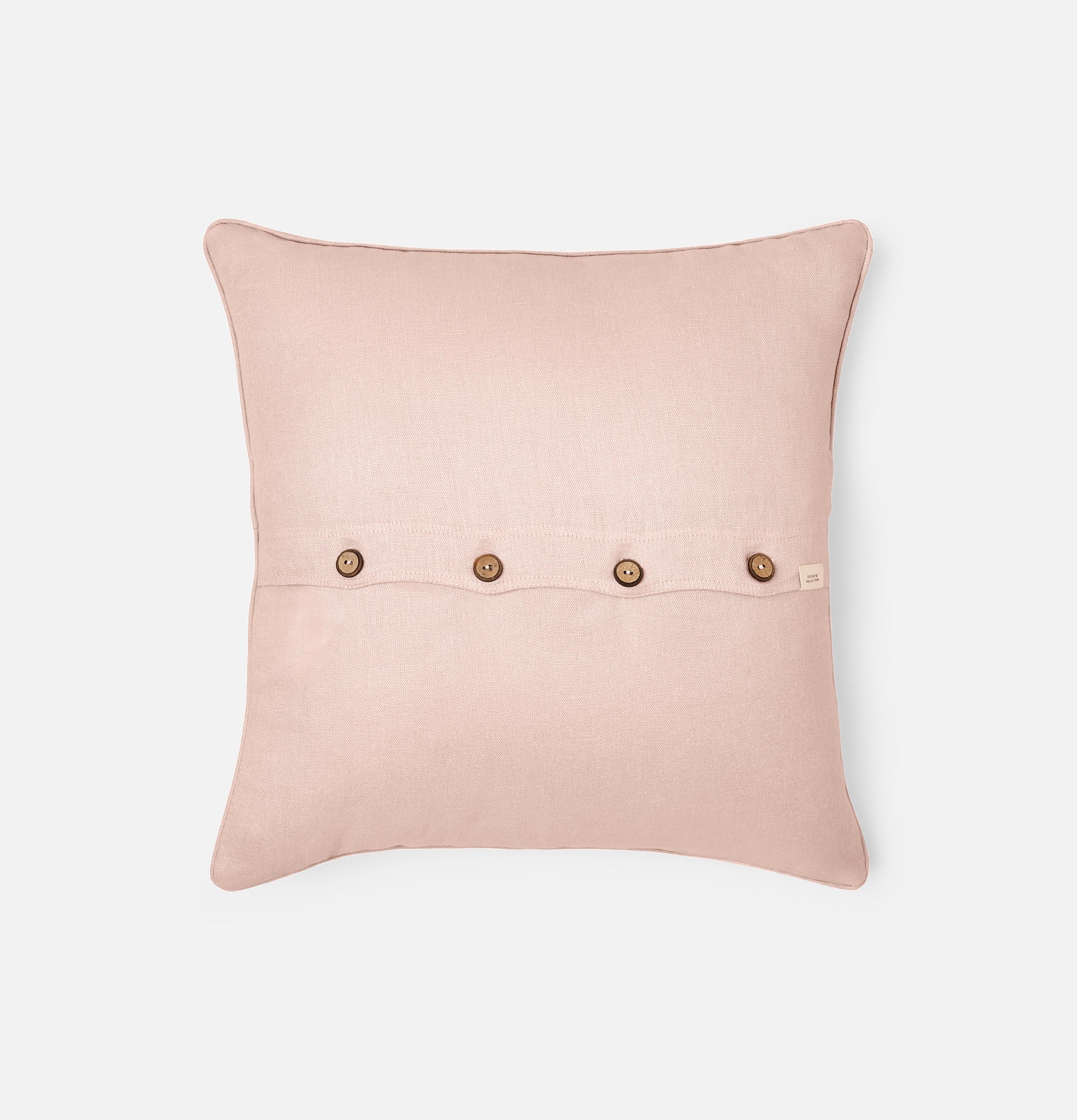 Back button detail of Midsummer pink linen cushion