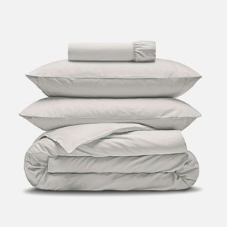 Sateen Organic Cotton Bedding Set - Equinox Silver