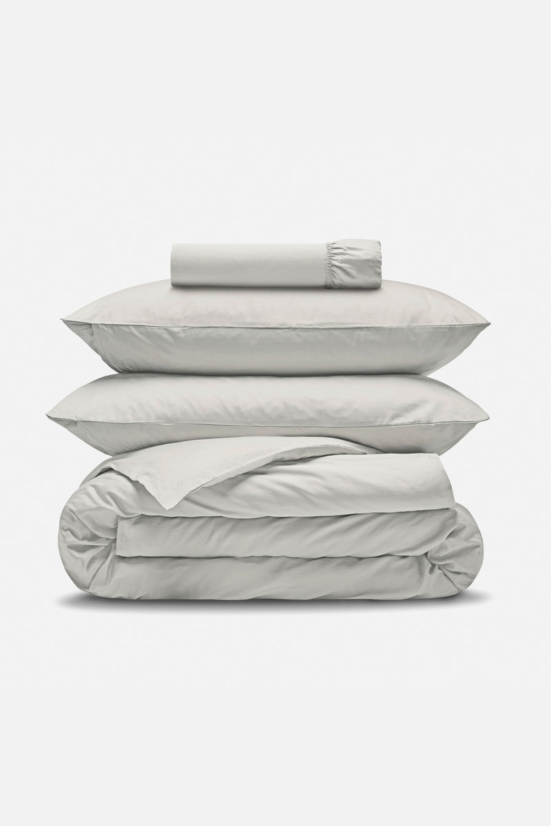 Percale Organic Cotton Bedding Set - Equinox Silver