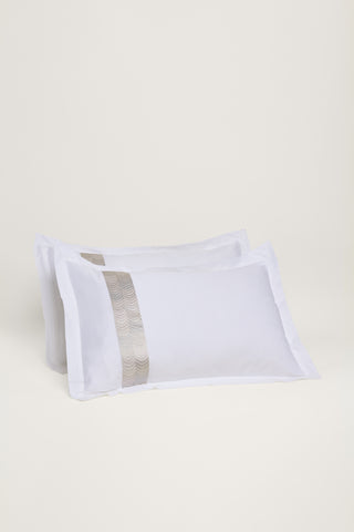 Simar Embroidered Pillowcases -  Classic White & Silver