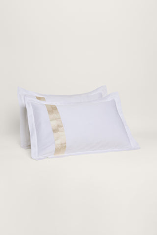 Simar Embroidered Pillowcases - Classic White & Gold