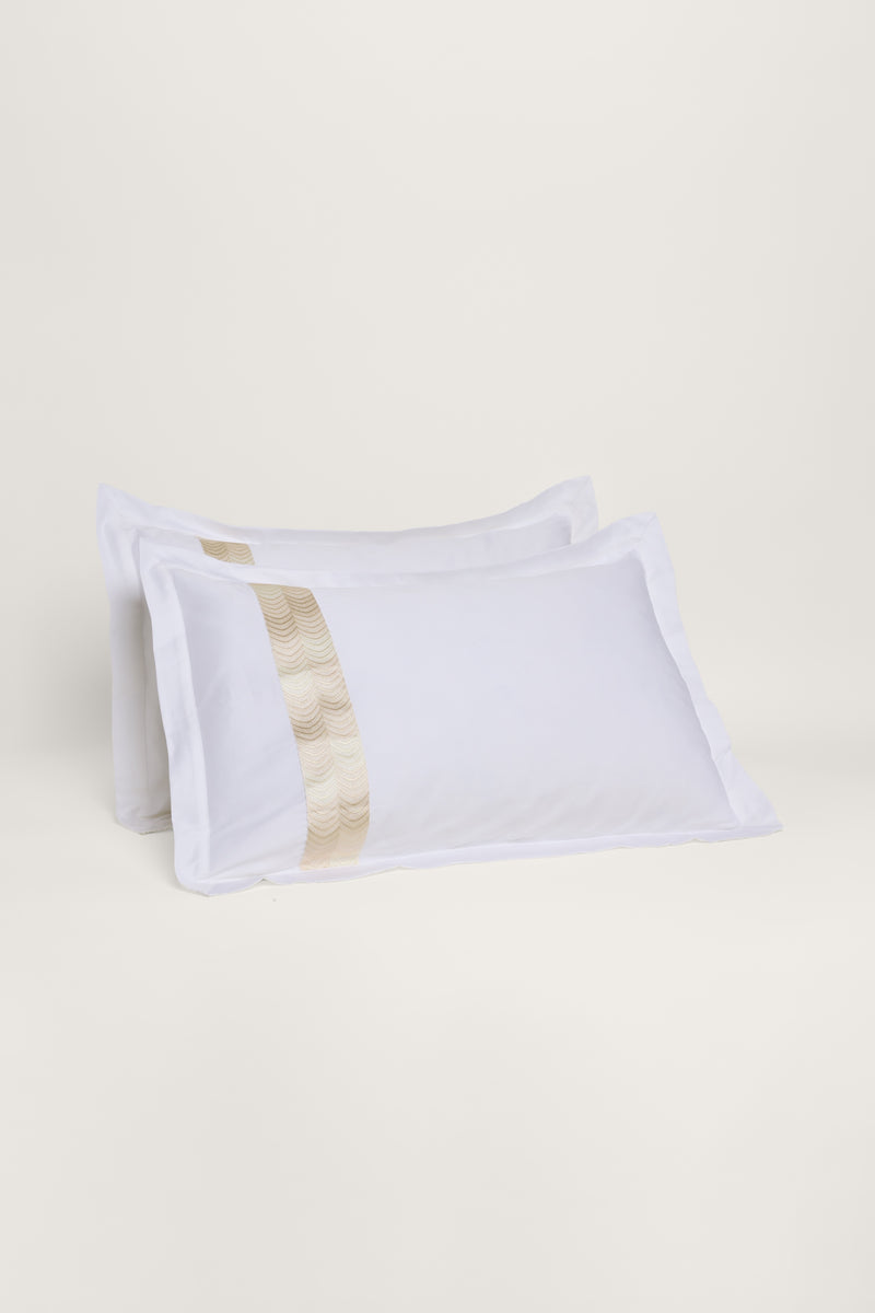 Simar Embroidered Pillowcases - Classic White & Gold