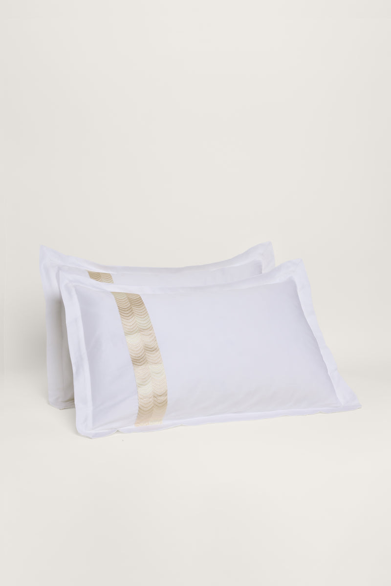 Simar Embroidered Pillowcases - Classic White & Gold