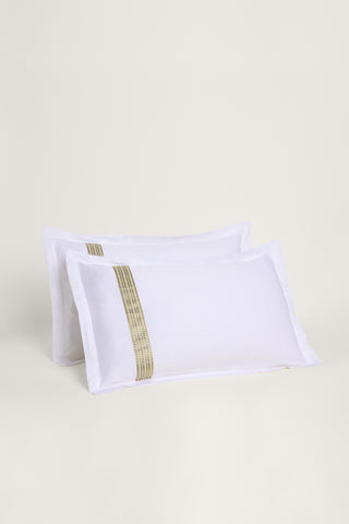 Raha Embroidered Pillowcases - Classic White & Green