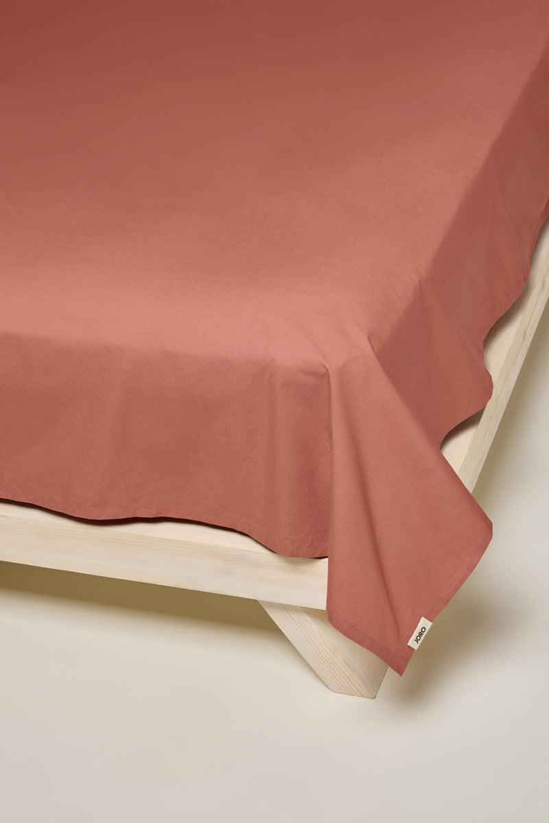 Percale Organic Cotton Flat Sheet - Bark Red