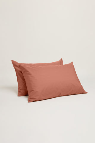 Percale Organic Cotton Pillowcases - Bark Red