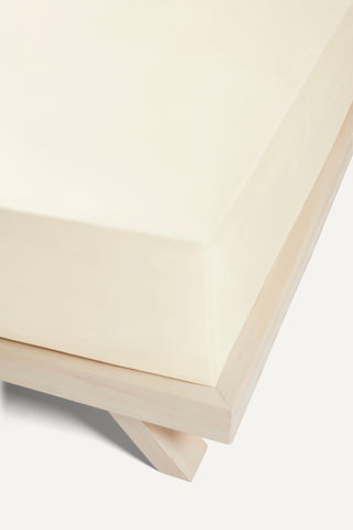 Percale Organic Cotton Fitted Sheet - Iridescent Ivory