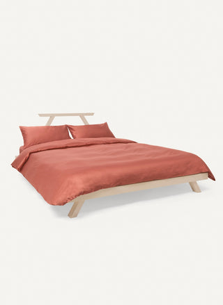 Percale Organic Cotton Duvet Cover - Bark Red