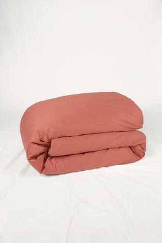 Percale Organic Cotton Duvet Cover - Bark Red