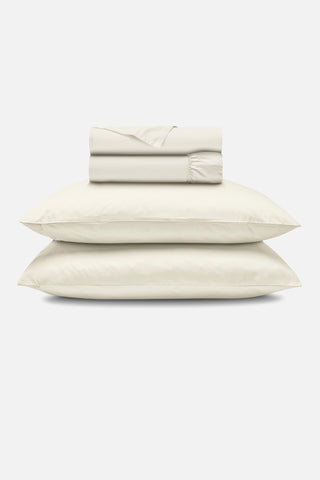 Percale Organic Cotton Sheet Set - Iridescent Ivory