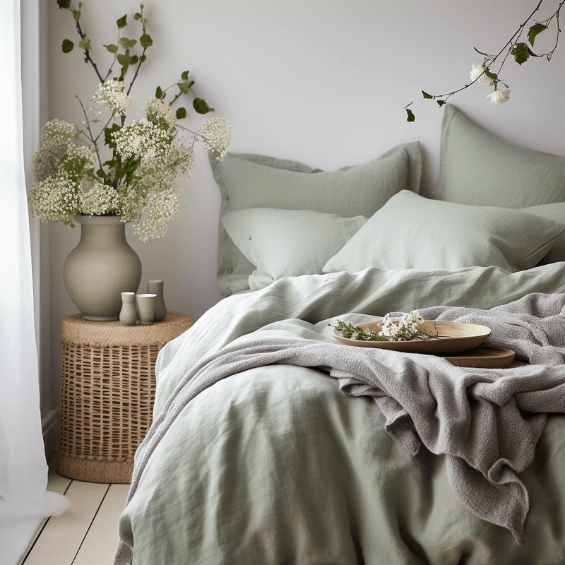 Percale Organic Cotton Duvet Cover - Solstice Green