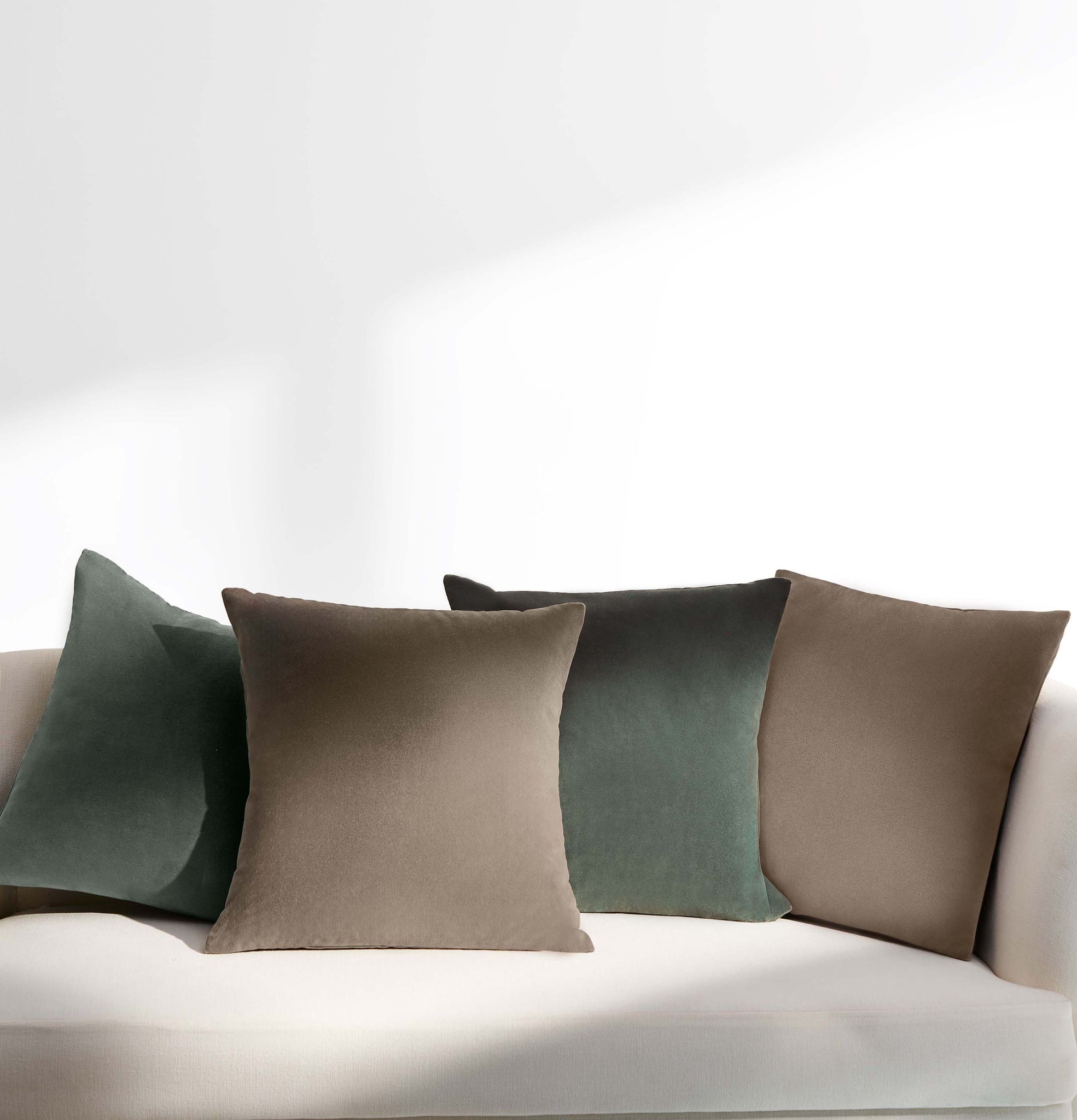 velevet cushions on sofa